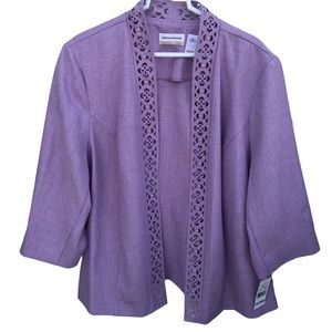 NWT Womens sz 20W plus size open front blazer/jacket pearls & cutout detail